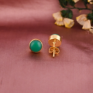 Minimalist Natural Chrysoprase Gemstone 925 Sterling <b>Silver</b> <b>Stud</b> <b>Earrings</b> for Women - Product Image 3