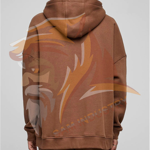 Vêtements d'hiver à manches longues, sweats à capuche pour hommes, style hip-hop, pull-over 100% coton, surdimensionné, logo personnalisé imprimé, sweats en molleton - Product Image 2