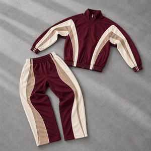 Wholesale Unisex <b>Hooded</b> Streetwear Windbreaker Track Pants Jacket Set with Zip Pockets for US Fitness Retailers Custom Supply - Product Image 5