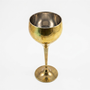 Juego de Copas de Vino de Aluminio Dorado de Lujo Hechas a Mano, Tallo Alargado, Cristalería Metálica Resistente al Deslustre, Vajilla Decorativa para Bodas - Product Image 2