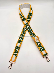 Handmade Green Bay Beaded <b>Bag</b> <b>Strap</b> Custom Adjustable Vintage Style Crossbody Purse with Portable Hook Wholesale <b>Replacement</b> - Product Image 4