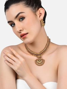 Conjunto de Collar y Pendientes de Perlas de Imitación de Rubí Chapado en Oro, Diseño Geométrico, Certificado por Terceros, Joyería Étnica para Bodas, para Mujer - Product Image 5