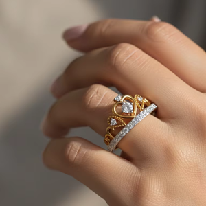 Bague de princesse en or de luxe avec couronne en forme de cœur pour femmes, bijoux pour mariage et anniversaire, cadeau - Product Image 6