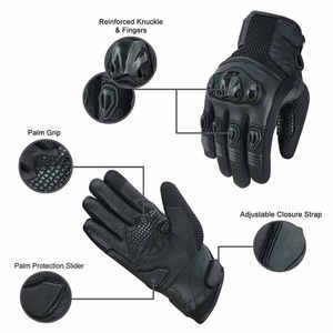 Gants de moto tactiques à doigts entiers avec protection rigide des articulations, paume renforcée et fermeture au poignet pour hommes, activités de plein air - Product Image 5