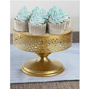 Elegant Gold Metal Cake Serving Stand Decorative Floral Dessert Display Plate for Home <b>Kitchen</b> Bakery Hotel and Restaurant - Product Image 6