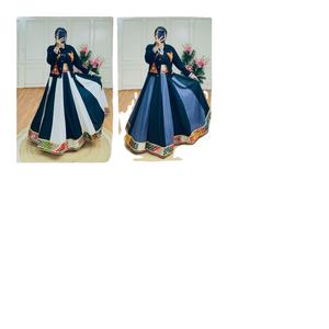 Rehaussez votre style Navratri avec notre Reyon Lehengha pur uni et notre veste en jean Gamathi Work finement brodée - Product Image 1