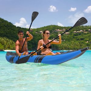 Aufblasbares 2-Personen-Kajak-Set mit Aluminium-Paddeln und Reparaturset aus strapazierfähigem PVC für See-Rudern und -Driften - Product Image 2