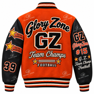 เสื้อแจ็คเก็ตวาร์ซิตี้ Custom Glory Zone รุ่น GZ Letterman ปักลายปัก แพทช์ ปักลายสตรีทแวร์ เสื้อแจ็คเก็ตบอมเบอร์ฟุตบอล ยูนิเซ็กส์ รุ่นโปร - Product Image 2
