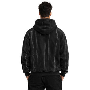 Sudadera con capucha de algodón texturizado para hombre, con cremallera completa, estilo oversize, para streetwear, suministro directo de fábrica, sudadera pesada para hombre - Product Image 3