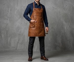 Delantal de Cuero Genuino Personalizable para Venta al por Menor con Marca Privada - Calidad Profesional, Resistente a Olores, Ropa Casual para Taller LPN-0334 - Product Image 4