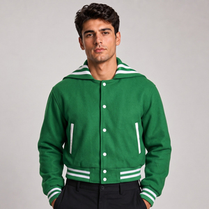 Men's <b>Purple</b> <b>Varsity</b> <b>Jacket</b> With Sailor Collar And White Stripes Preppy Style Regular Fit Autumn Wear - Product Image 4