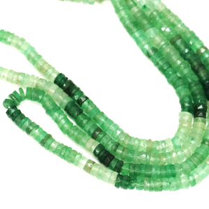Cuentas Heishi de Piedra Preciosa Verde Fresa: Corte en Forma de Rueda Facetada, 5-7mm - Product Image 3