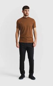 Camiseta Marrón de Cuello Redondo para Hombre, Informal, de Manga Corta, Tejido de Poliéster/Algodón, Transpirable, de Secado Rápido, Estilo Urbano Básico para Verano - Product Image 4