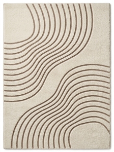 Tapis en laine/coton tufté fait main exclusif, design vague moderne, effet 3D, poils moyens, support en latex fin de luxe, tapis sur mesure - Product Image 4
