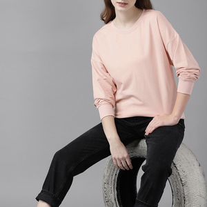 Sudadera de cuello redondo para mujer, personalizada, de otoño, informal, de tejido grueso, de algodón, felpa francesa, con apliques, bordados y cristales, de color liso. - Product Image 5