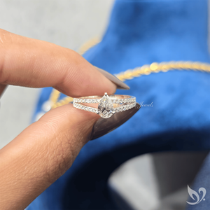 แหวนเพชรทรงลูกแพร์ 0.5 กะรัต เพาะเลี้ยงในห้องปฏิบัติการ สำหรับงานหมั้นและงานแต่งงาน ประดับเพชรแบบฝังเต็มวง ทองคำขาว 10K รับรองโดย IGI แหวนสัญญา - Product Image 4