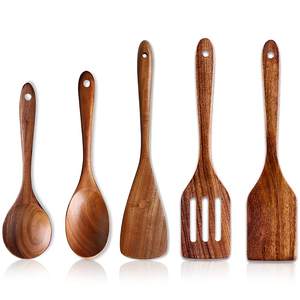 La Mejor Oferta, Juego de Utensilios de Cocina TIMELESS CRAFT, Clásico y Duradero, 6 Espátulas, Resistentes al Calor, Antiadherentes, Hechas de Madera Natural - Product Image 1