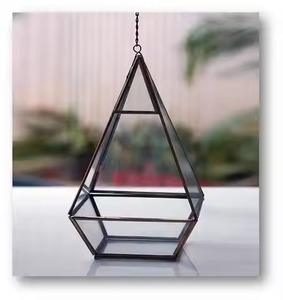 Vintage Glass Metal Terrarium Planter Elegant Indoor Plant <b>Display</b> <b>Case</b> Geometric Home Decor - Product Image 6