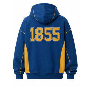 Sweat à capuche en molleton bleu or Sigma Chi 1855 pour homme, décontracté, avec poches, coupe classique, streetwear d'automne - Product Image 3