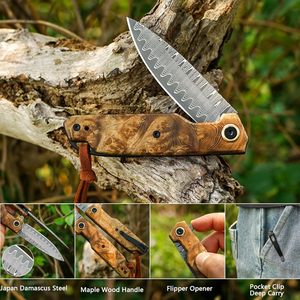 Couteau pliant EDC fait main à lame pointue en acier Damas, manche en résine, clip de poche personnalisable OEM, vente en gros A&M - Product Image 5