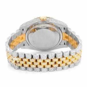 Luxury Fully Iced Out Moissanite <b>Watch</b> <b>Blue</b> Dial Two Tone Gold Silver Automatic Mechanical Diamond <b>Watch</b> - Product Image 5