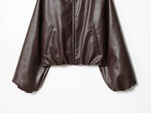 Nueva Chaqueta de Otoño/Invierno Unisex con Cuello Mao, Cierre de Cremallera, Diseño Sólido, Manga Corta, Cuero Genuino y Lona, Resistente al Viento y con Capucha - Product Image 2