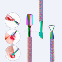 Kit de dissolvant de peau morte en titane multicolore de salon 3 pièces pinces à ongles ensemble de manucure à cuticules avec boîte en fer blanc