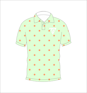 Camisa Polo para Hombre, Verde Claro con Puntos Naranjas, Sublimación Personalizada, Manga Corta, Verano, Casual, Transpirable, Ligera, para Golf - Product Image 1