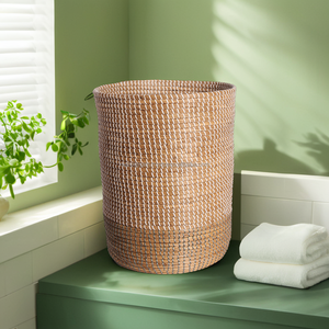 Cesta de lavandería de algas marinas naturales más vendida de Vietnam con cuerdas de PP para almacenamiento de baño, hecha de materiales de plástico PE - Product Image 6