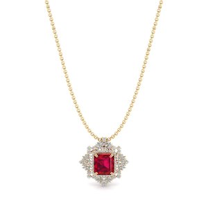 Pendentif REYES en rubis véritable taille émeraude 17,12 carats, bijoux en argent 925 et moissanite, prix de gros usine, joaillerie fine - Product Image 1