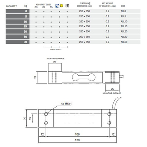 Capteur de contrainte en alliage d'aluminium certifié de qualité supérieure, très vendu, toutes cellules de pesage à point unique pour plateformes de 250x350 mm - Product Image 5