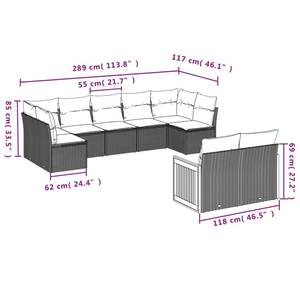 Conjunto de Sofás Modulares Grandes de Ratán Sintético Negro para Jardín - Product Image 3