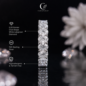 Bague Éternité Ovale en Argent Sterling 925 avec Sertissage à Griffes, Ornementée de Pierres de Laboratoire, Anti-ternissement, Hypoallergénique, pour Femme, Idéale pour Fêtes et Mariages - Product Image 1