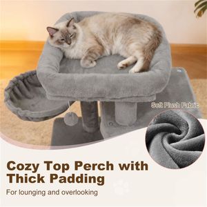 Albero per Gatti Grigio Chiaro da 85 cm con 2 Livelli, Tiragraffi in Sisal e Dispositivo Anti-Ribaltamento per l'Arrampicata dei Gatti - Product Image 4