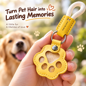 Pet Fur Keepsake Keychain Paw Print <b>Memorial</b> Key Ring Leather Pet Hair Souvenir Loss <b>Gift</b> for <b>Dog</b> Cat Owners - Product Image 1