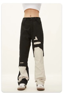 กางเกงยีนส์เดนิมผู้ชาย สีเข้ม/สีต่างๆ ผ้าหนา 100% คอตตอน ทรงหลวม ขาตรง ยาวเต็มตัว ระบายอากาศได้ดี สไตล์ฮิปฮอป รับผลิตตามแบบ OEM - Product Image 4