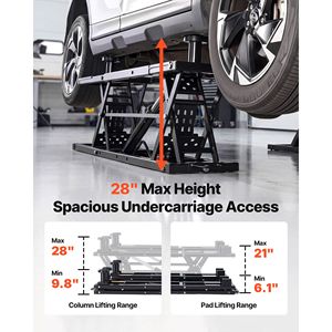 Sollevatore Auto Portatile a Due Colonne, Capacità 4000 kg, Sollevatore per Camion in Acciaio Resistente, Altezza Massima 71 cm, Unità di Alimentazione 120V, Ruote con 4 Cuscinetti in Gomma - Product Image 3
