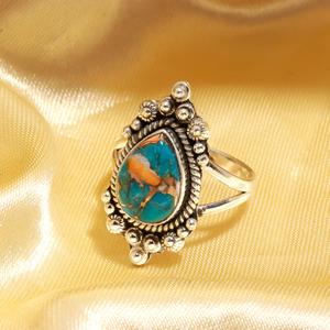 Genuine Spiny oyster copper <b>Turquoise</b> 925 Sterling Silver <b>Ring</b> Wedding Princess Anxiety Twisted Handmade <b>Ring</b> - Product Image 2
