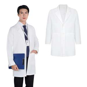 Blouse de laboratoire unisexe à manches longues en coton tissé et élasthanne de bonne qualité pour médecins et infirmières - Product Image 1