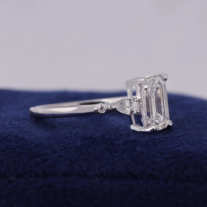 Emerald Cut <b>Diamond</b> Engagement <b>Ring</b> Women's Platinum Prong Setting Classic Geometric Style IGI Certified - Product Image 5
