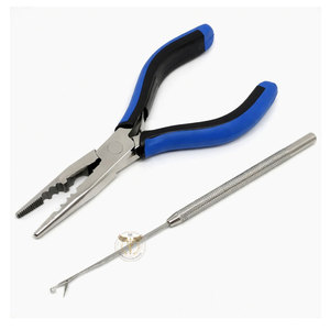 Stainless Steel Hair Extension Pliers and <b>Threading</b> Loop <b>Tool</b> for Micro Ring & Bead Extensions - Product Image 1