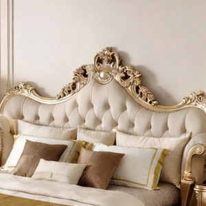 French Elegant Chesterfield Style <b>Antique</b> Solid Mahogany Hand Carved King Size Bedroom Set for Villa and Hotel Apartment Use - Product Image 4