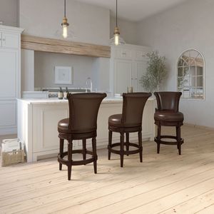 26 pollici. Sgabello da bar girevole in legno con schienale alto, altezza bancone, 1 pezzo - Product Image 6
