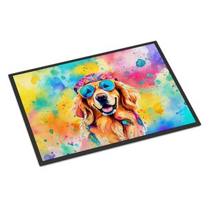 Golden Retriever Hippie Dawg Paillasson antidérapant Lavable Low Pile Tapis d'intérieur et d'extérieur 24H X 36W pour entrée Paillasson - Product Image 1
