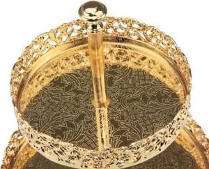 Luxury design three tier round metal serving stand with intricate gold finish perfect for <b>desserts</b> cupcakes weddings parties - Product Image 6