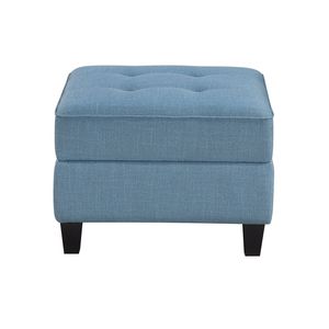 Pouf Moderno in Legno Massello, Blu Trapuntato, con Contenitore, per Soggiorno - Product Image 3