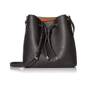 Sac seau en cuir véritable noir avec cordon de serrage, sac à bandoulière minimaliste pour usage quotidien, sac à main croisé - Product Image 1