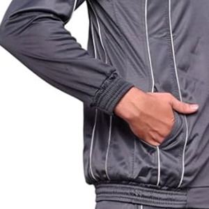 Men's Dark Gray Tracksuit Set Full <b>Zip</b> <b>Hooded</b> Jacket Jogger Pants Quick Dry Sporty Casual Autumn Wear Regular Fit Polyester - Product Image 6