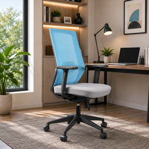 Chaise de bureau ergonomique Brugal Executive à dossier mi-haut en maille, design moderne, réglable, pivotante, en PU et métal, au meilleur prix - Product Image 1