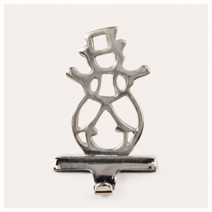 Soporte de Navidad para Calcetines con Diseño de Muñeco de Nieve de Aluminio Plateado, Duradero, con Peso, para Chimenea, Decoración Navideña - Product Image 1